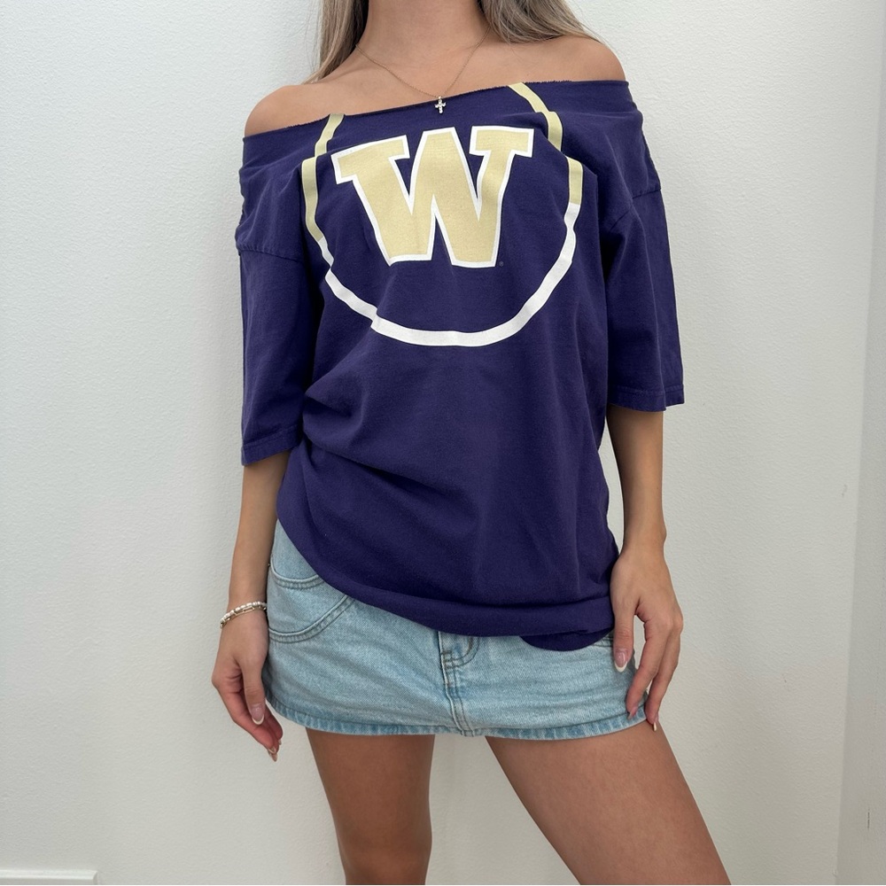 Nike University of Washington Huskies Off-Shoulder Purple Top - Picture 2 of 7